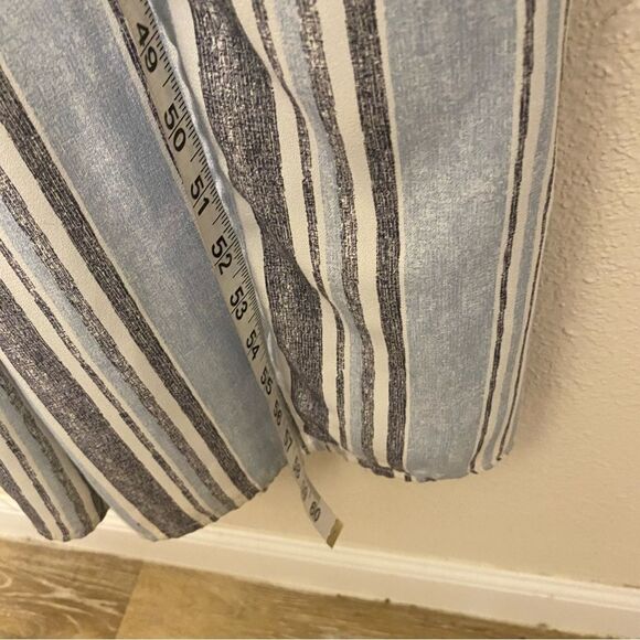 Xhilaration blue vertical stripe split leg jumpsuit corset smocked top suit S - Picture 13 of 14